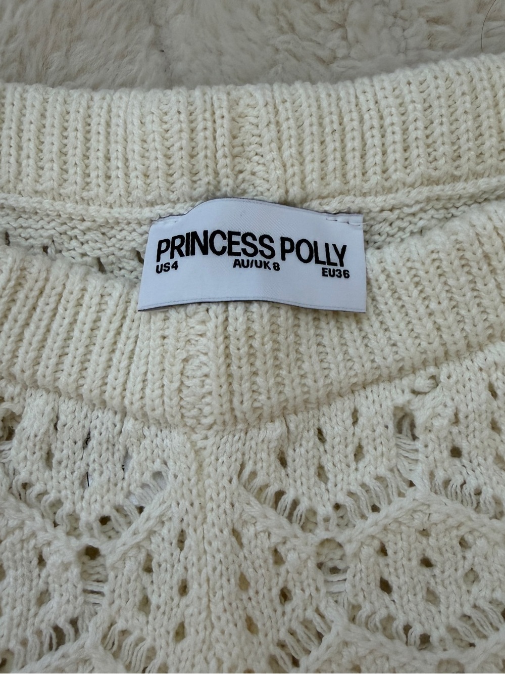 Princess Polly Cream Crochet Knit Short Set - Picture 4 of 4